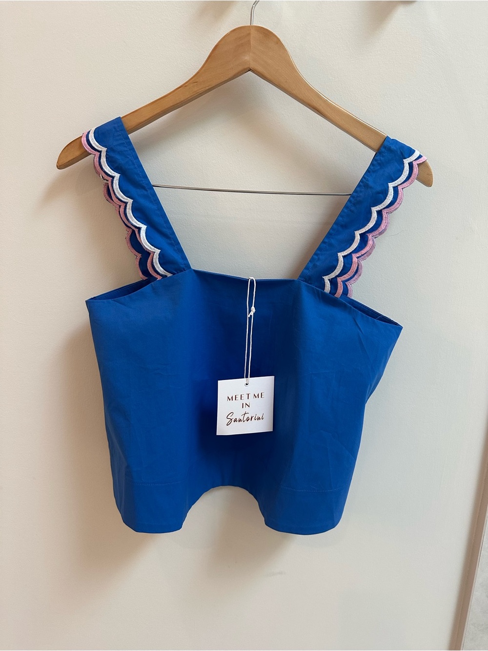 Meet Me In Santorini Royal Blue Scallop Strap Crop Top